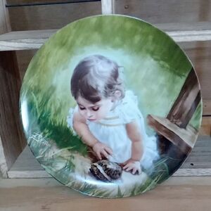 Decorative Plate with Child and Turtle